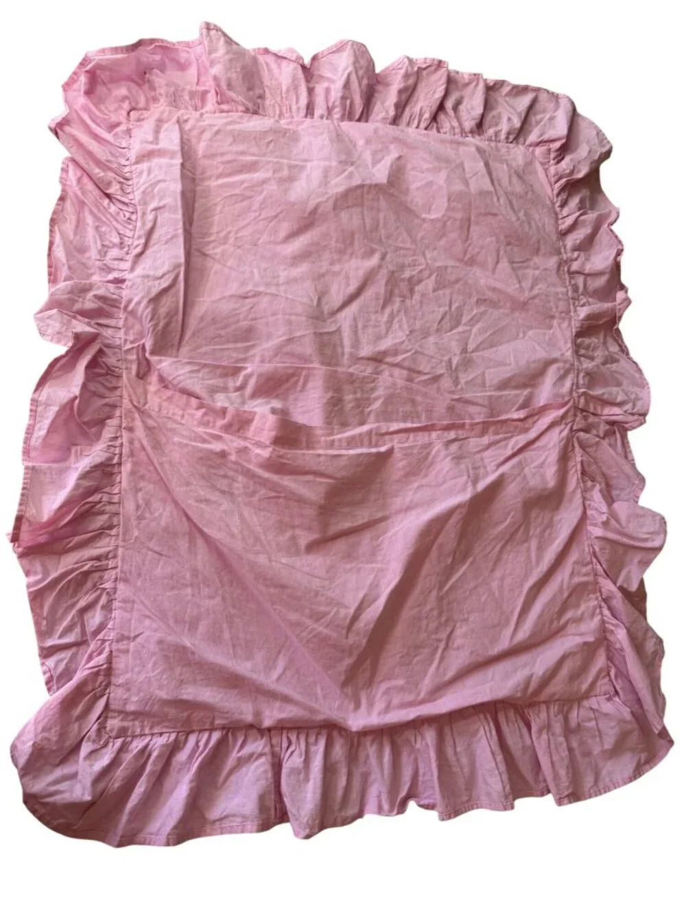 Pottery Barn Kids Pink Ruffled Pillow Sham 20x26 100% Organic Cotton